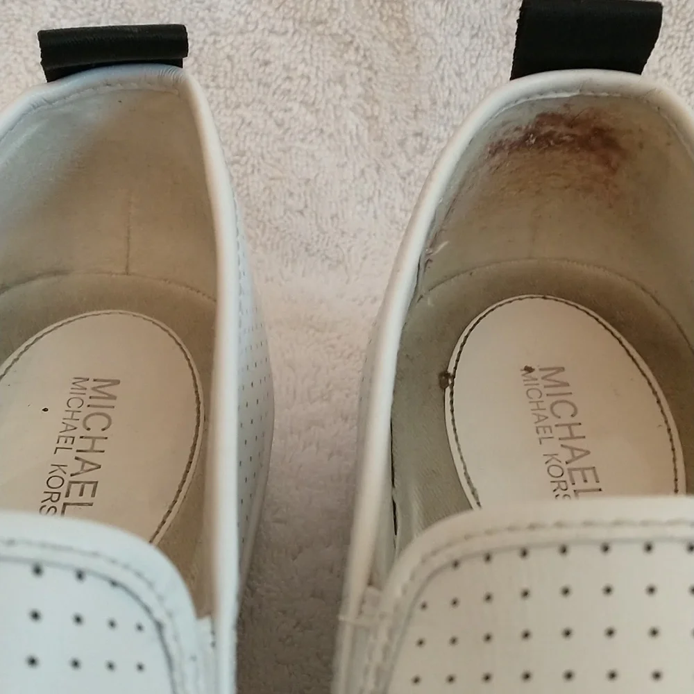 Michael Kors Leather Teddi‎ Platform Slip-on, White, Women's Size 9 And 1/2